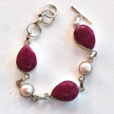 Rub 261 bracelet rubis perles 14x18mm 18gr argent925 2 