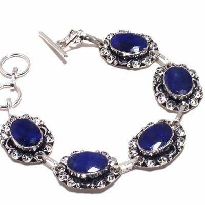 Sa 0464b bracelet saphir bleu cachemire 24gr 10x20mm achat vente bijou ethnique argent 925