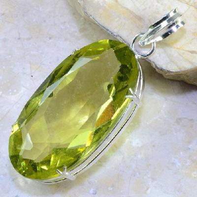 Ct 0325a pendentif pendant citrine lemmon citron vert lithotherapie bijoux achat vente