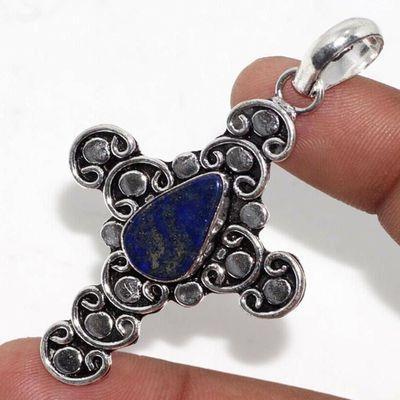 Cx 3151c croix pendentif medievale 50x40mm 7gr lapis lazuli gothique achat vente bijou argent 925