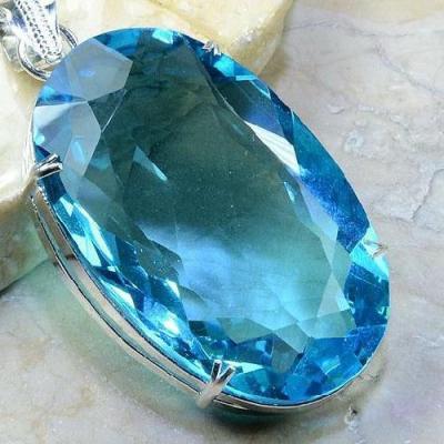 Tpz 780c pendentif pierre topaze bleu suisse gemme taille bijou argent 925 vente achat